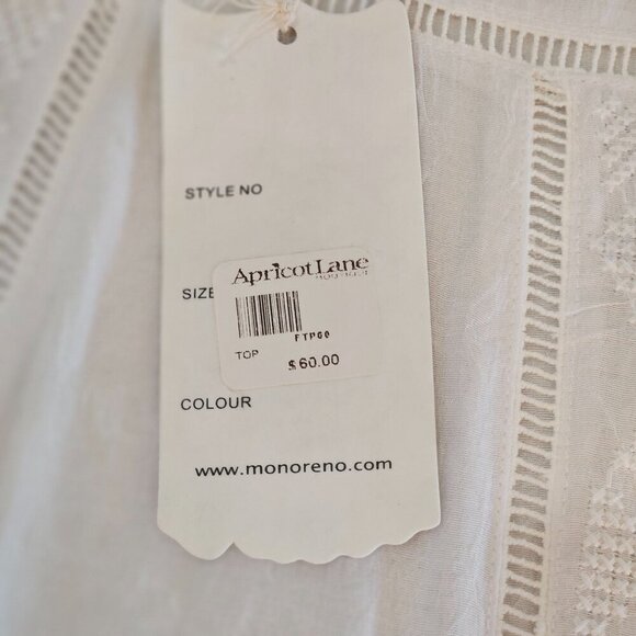 NWT Monoreno Anthropologie White Embroidered Boho Tunic Top Small - Picture 9 of 9